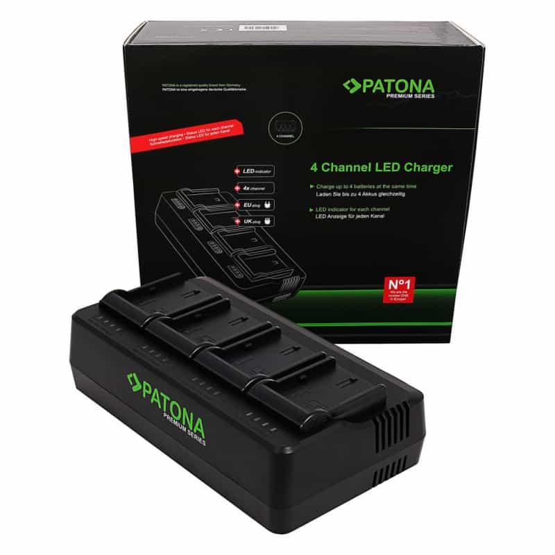 PATONA Premium 4-fold Charger LP-E6 for Canon EOS 5D 60D 60Da 6D 7D EOS70D EOS-70D EOS R Mark II Mark III