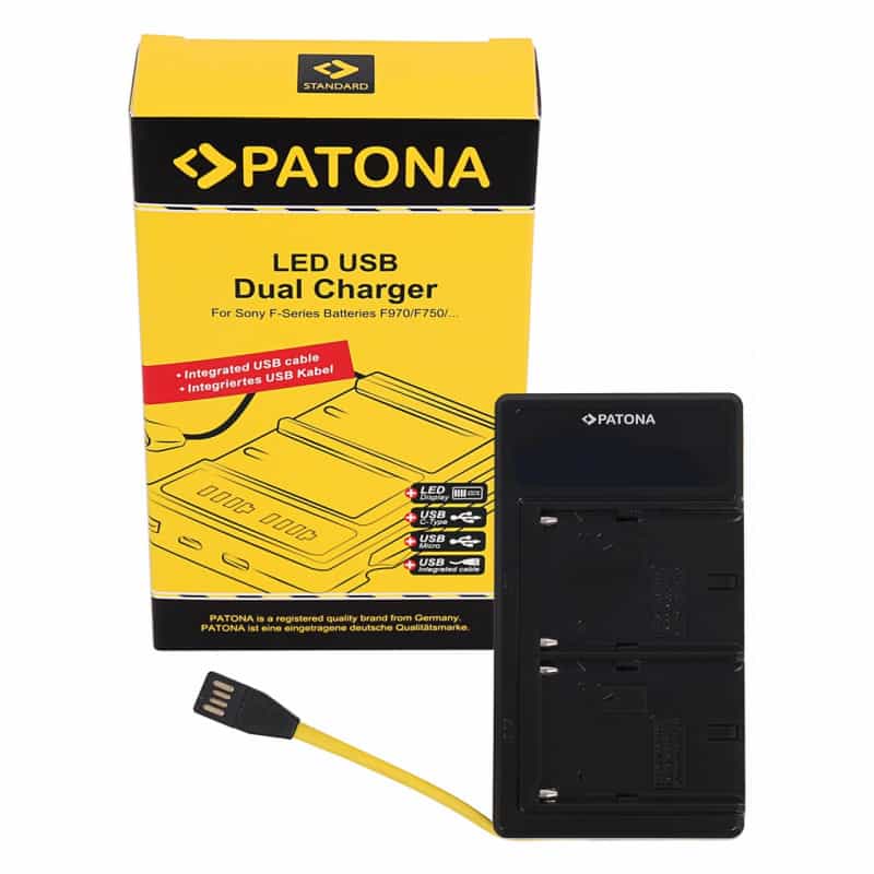 PATONA Dual LED USB Charger f. Sony NP-FM50 NP-F550 NP-F750 NP-F970