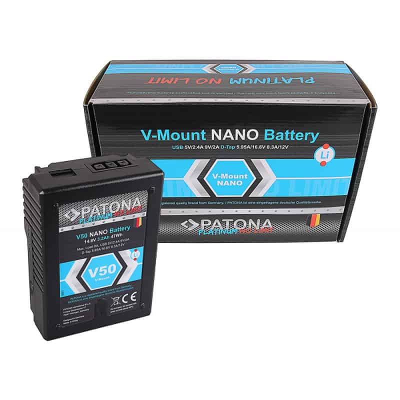 V-Mount Battery PATONA Platinum NANO V50 with 47Wh RED ARRI