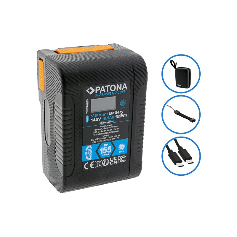 PATONA BATTERIES V-MOUNT 74 À 155WH USB-C D-TAP DC-OUT